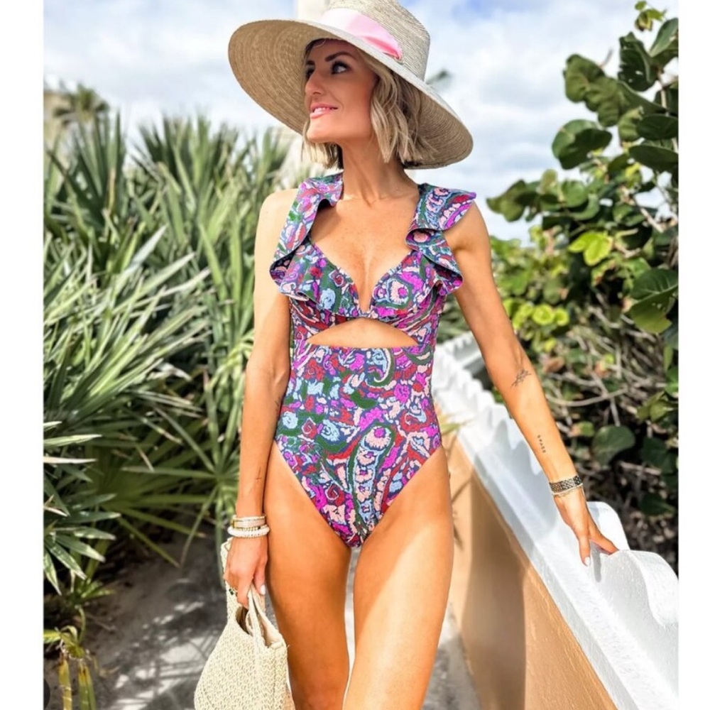Cleobella Purple Paisley One Piece Swimsuit
